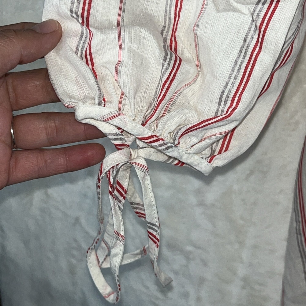 Zara Dress‎ Womens S Ivory Striped Peasant Boho Bohemian Beach Minimalist Retro - Picture 8 of 14